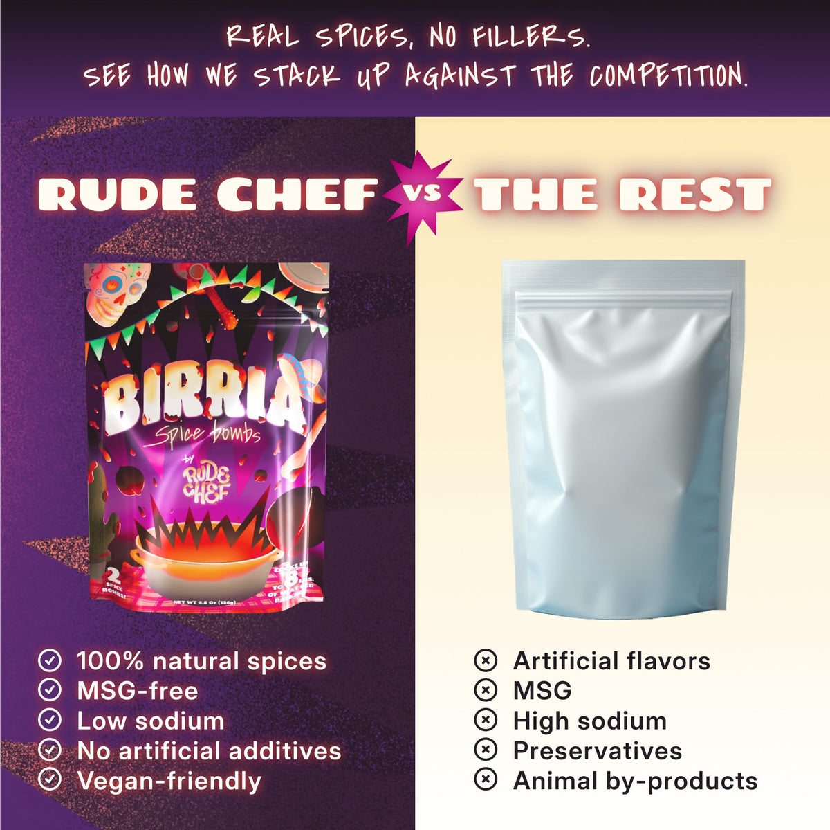 Rude Chef Birria Bomb Balls - MSG-Free Authentic Birria Taco Seasoning, 2-Pack for Instant Pot & Slow Cooker