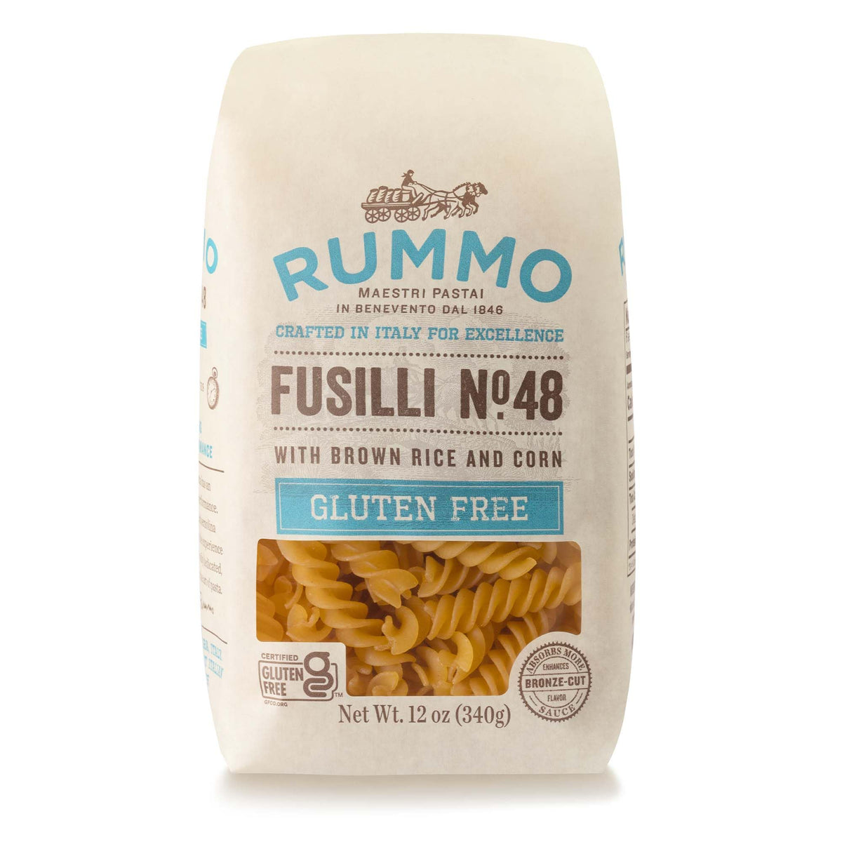 Rummo Gluten Free Fusilli No.48 – Brown Rice & Corn Pasta, Made in Italy (Pack of 5)