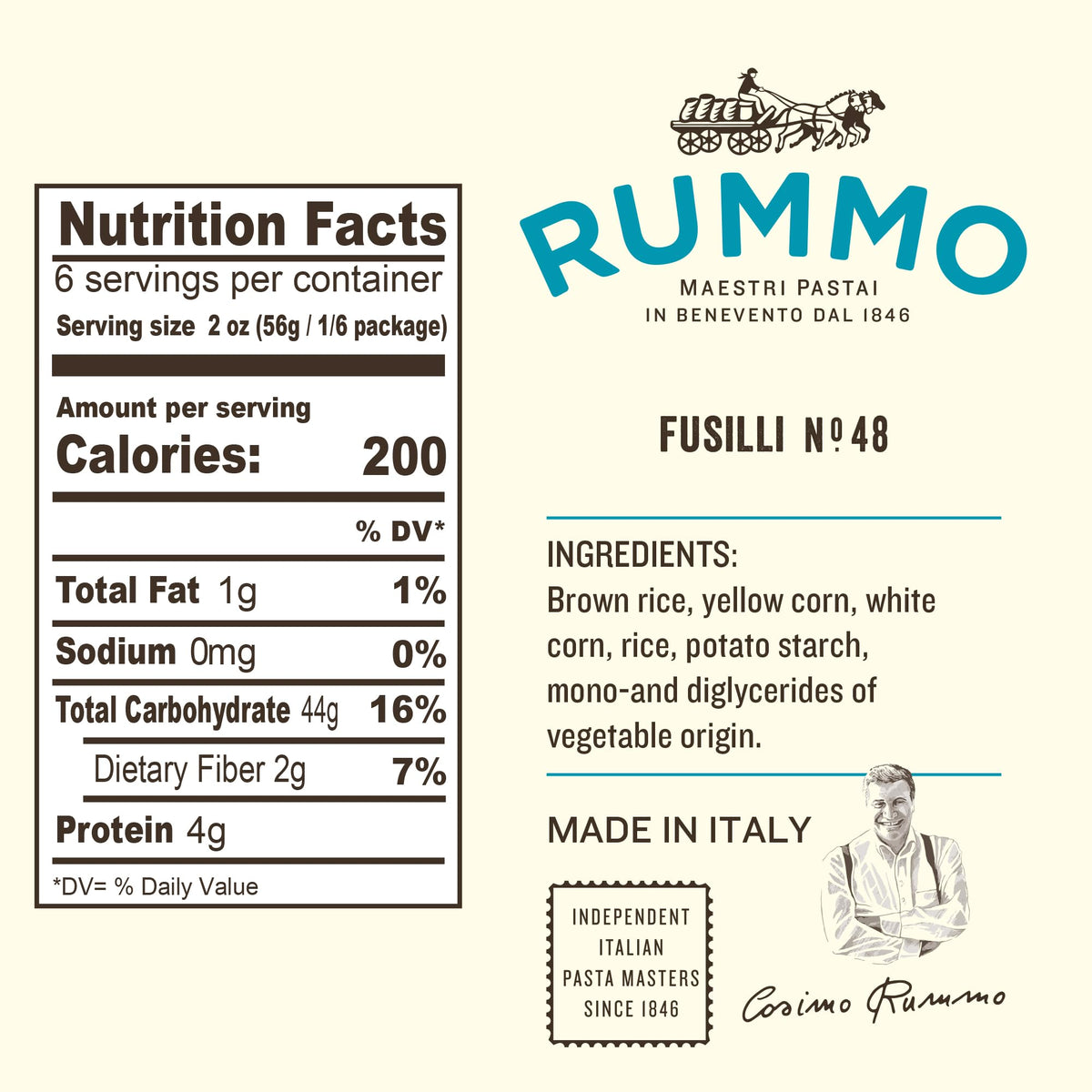 Rummo Gluten Free Fusilli No.48 – Brown Rice & Corn Pasta, Made in Italy (Pack of 5)