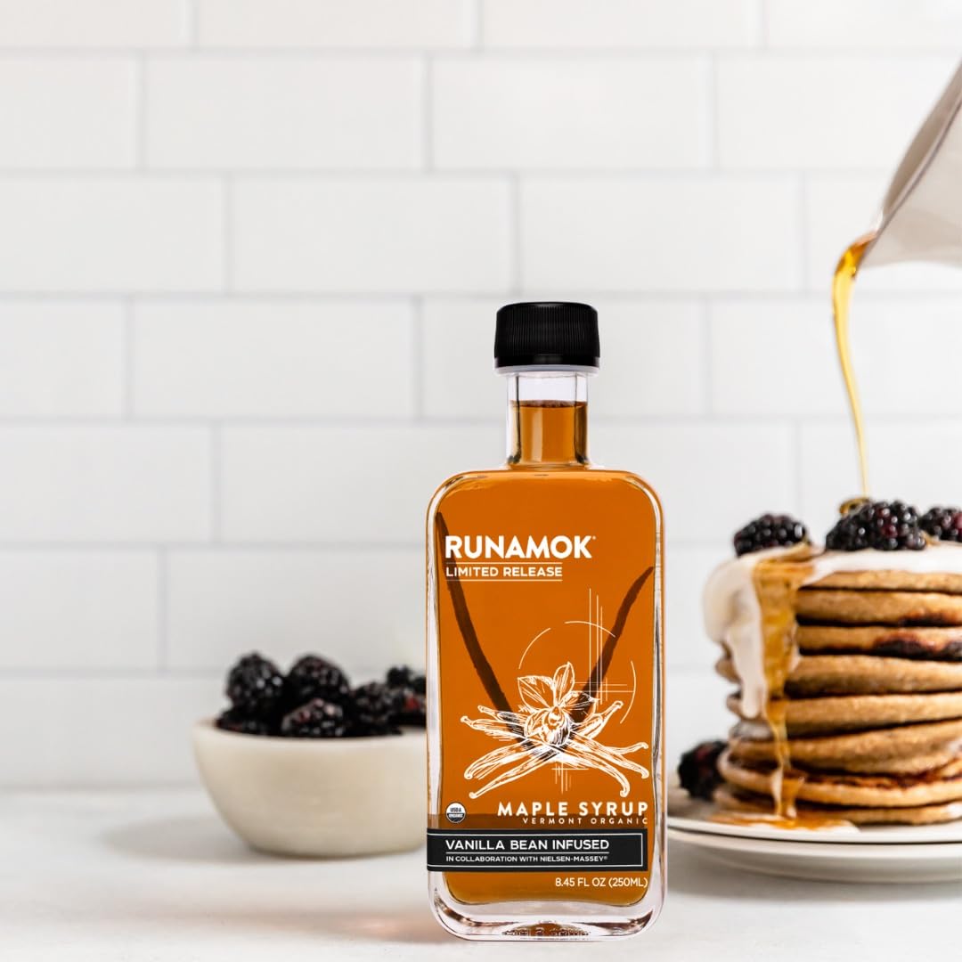 Runamok Maple Vanilla Bean Infused Maple Syrup - Real Vermont Maple with Vanilla Bean