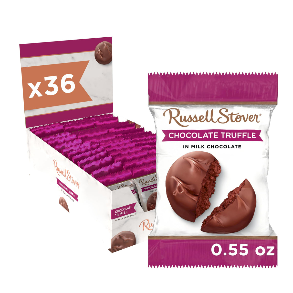 Russell Stover Milk Chocolate Truffle 0.55 oz – Pack of 36