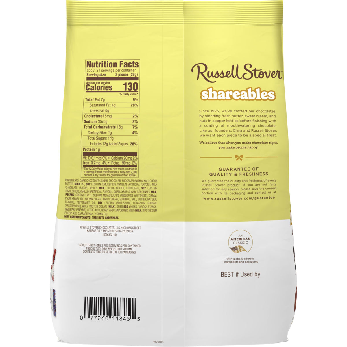 RUSSELL STOVER Shareables Assorted Milk & Dark Chocolate Gift Bag, 31.9 oz