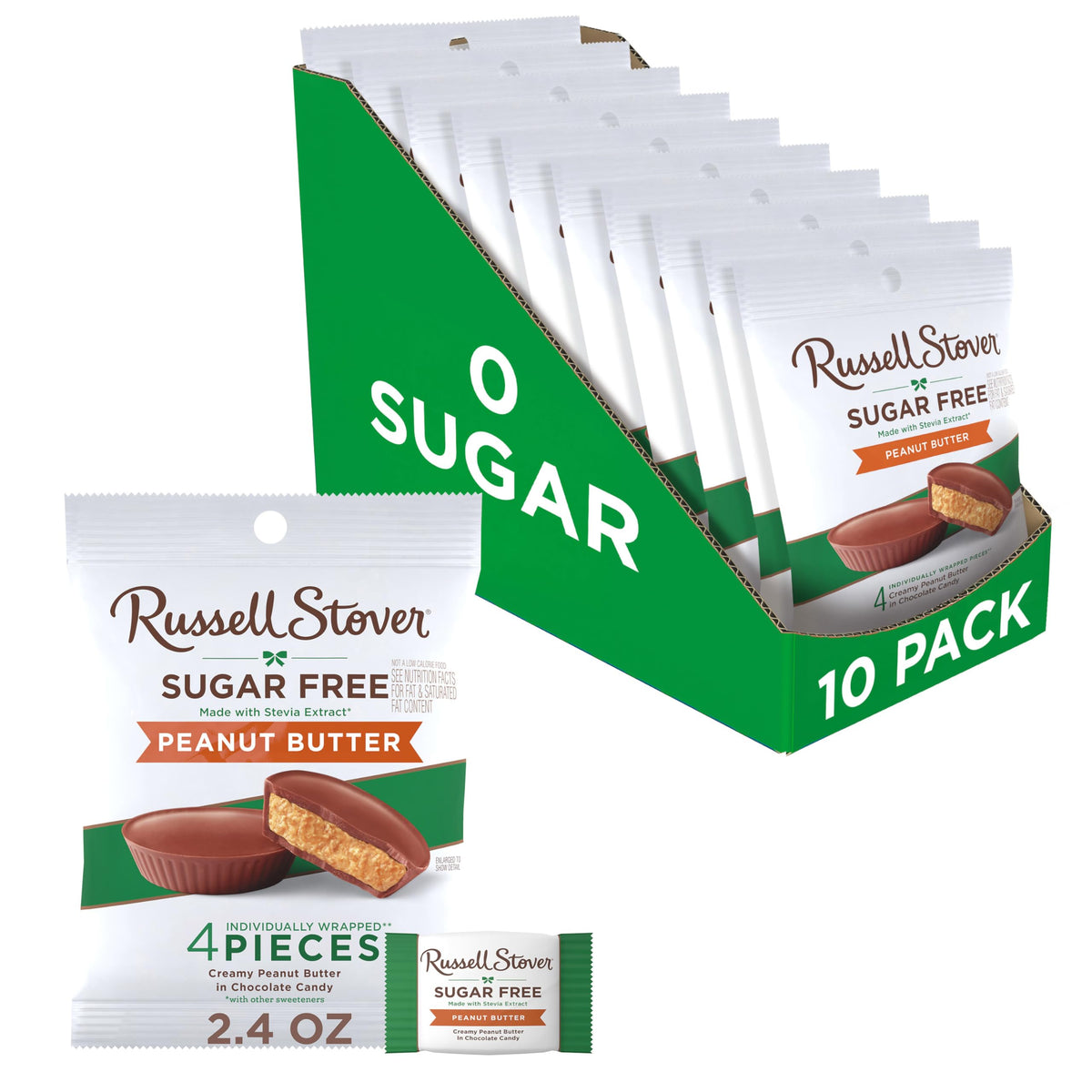 Russell Stover Sugar Free Peanut Butter Cups – 2.4 oz Bag (Pack of 10)