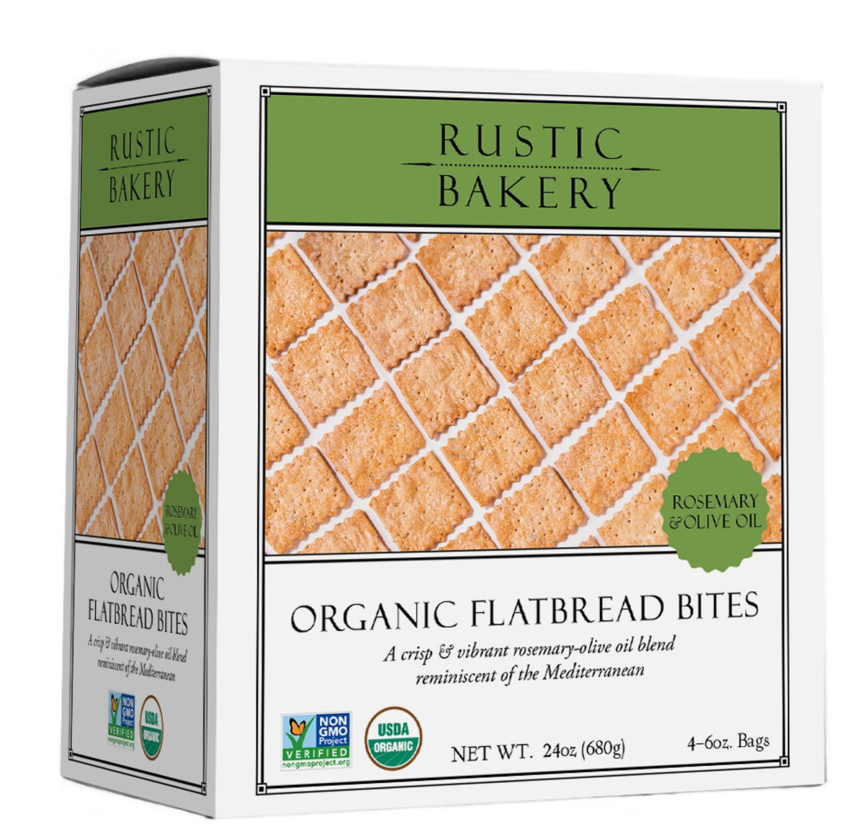 Rustic Bakery Handmade Sourdough Flatbread Cracker Bites – Rosemary & Olive Oil (4 Pack)