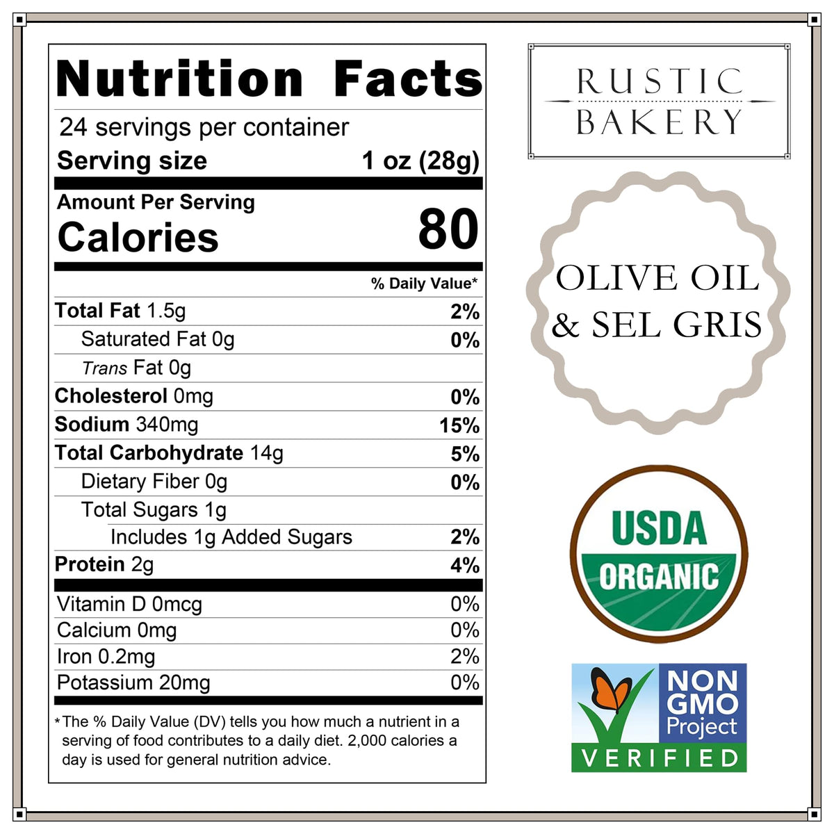 Rustic Bakery Handmade Sourdough Flatbread Crackers – Olive Oil & Sel Gris | California Cheese Board Cracker Bites (Pack of 4, 6 oz)