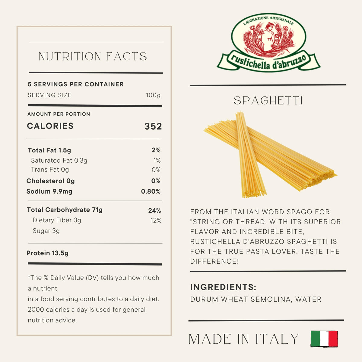 Rustichella d'Abruzzo Spaghetti 500g (Pack of 2) – Bronze-Die Pasta