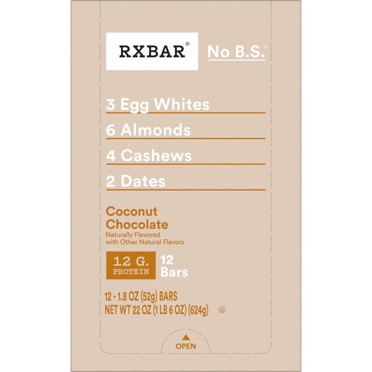 RXBAR Coconut Chocolate Protein Bars – 12 Bars, 22oz Box | 12g Protein
