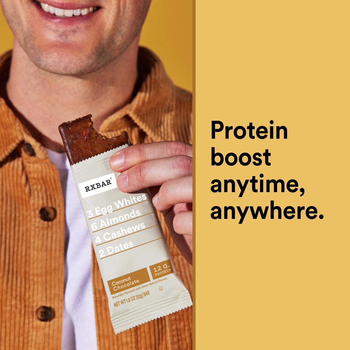 RXBAR Coconut Chocolate Protein Bars – 12 Bars, 22oz Box | 12g Protein