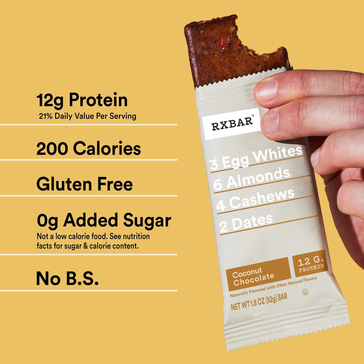 RXBAR Coconut Chocolate Protein Bars – 12 Bars, 22oz Box | 12g Protein