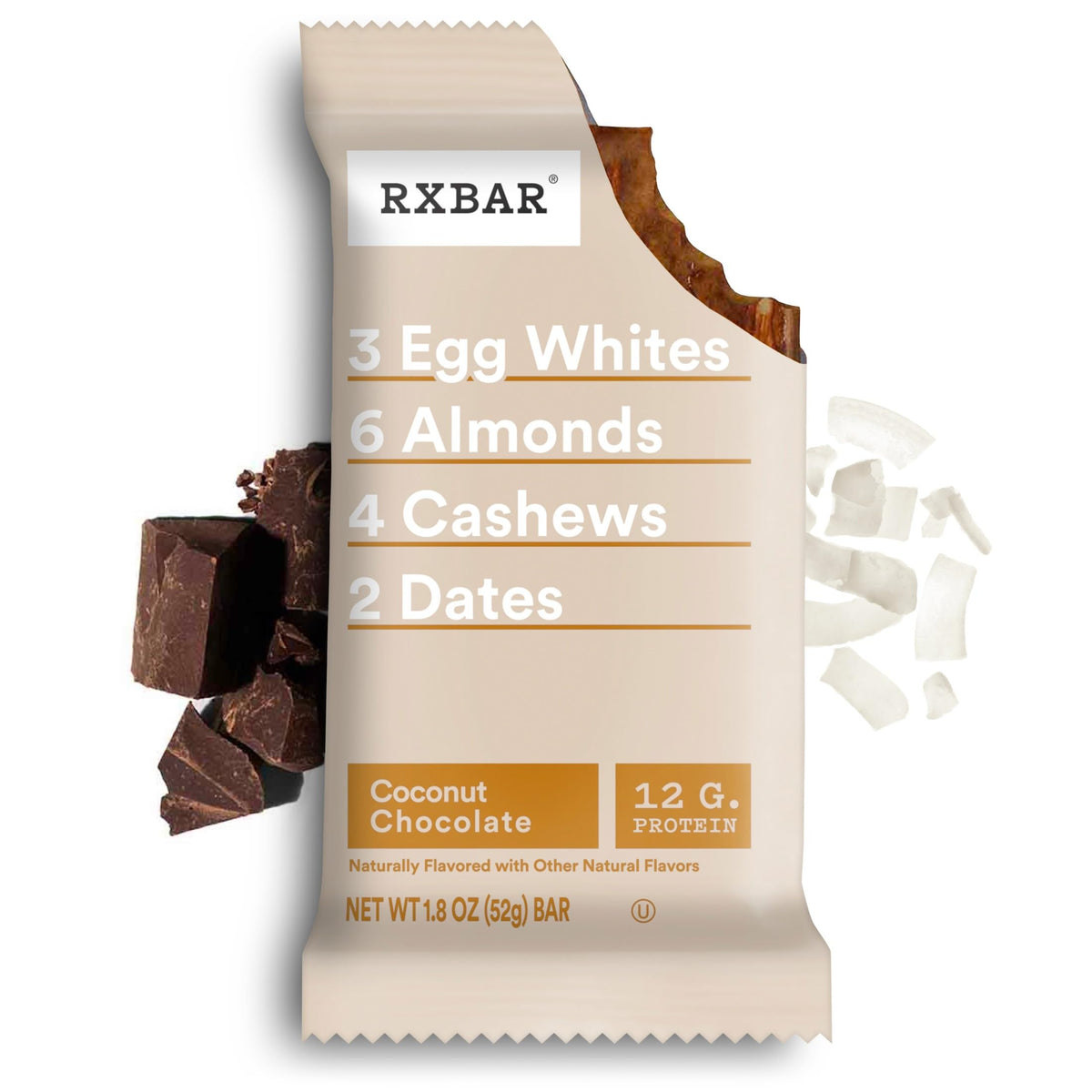 RXBAR Coconut Chocolate Protein Bars – 12 Bars, 22oz Box | 12g Protein
