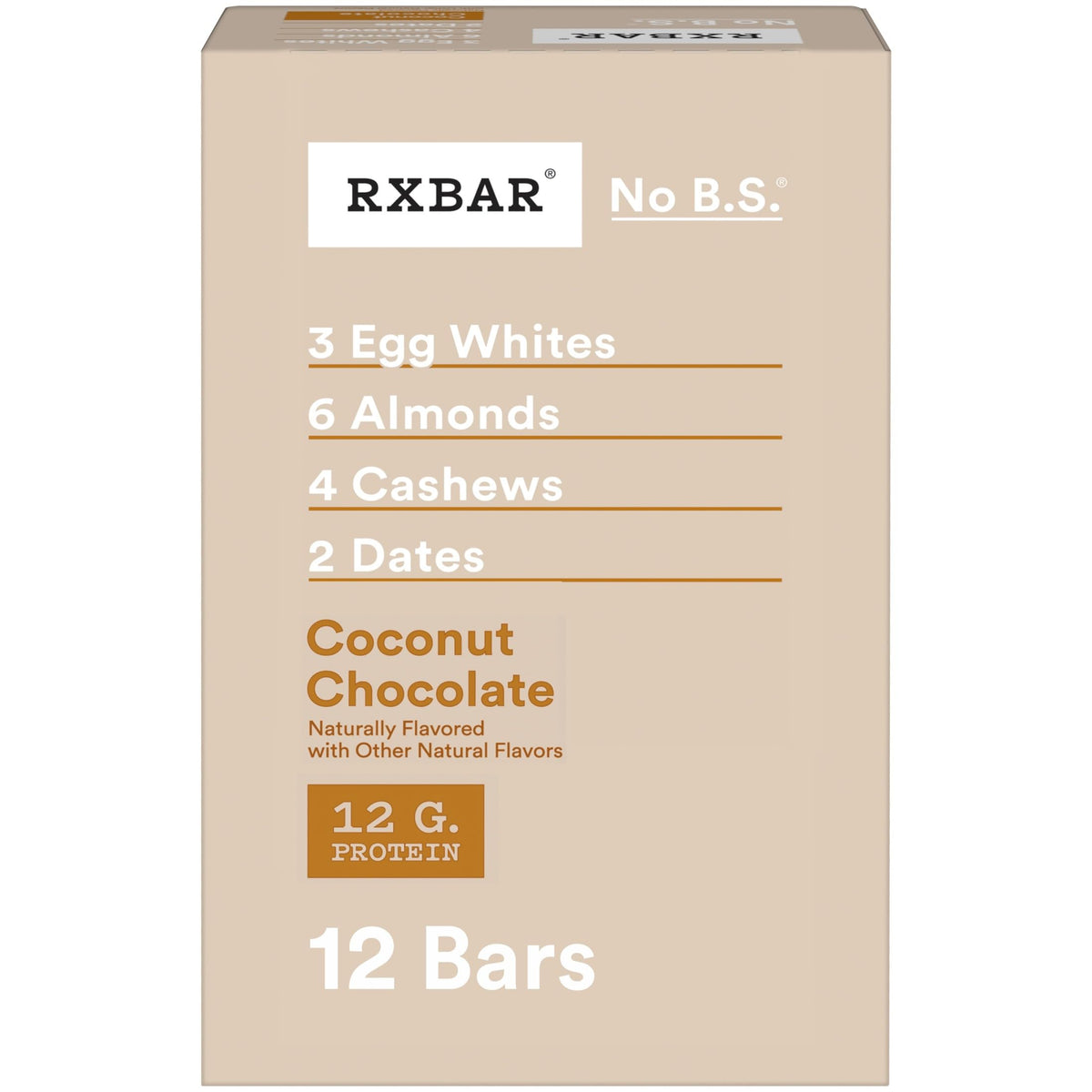 RXBAR Coconut Chocolate Protein Bars – 12 Bars, 22oz Box | 12g Protein