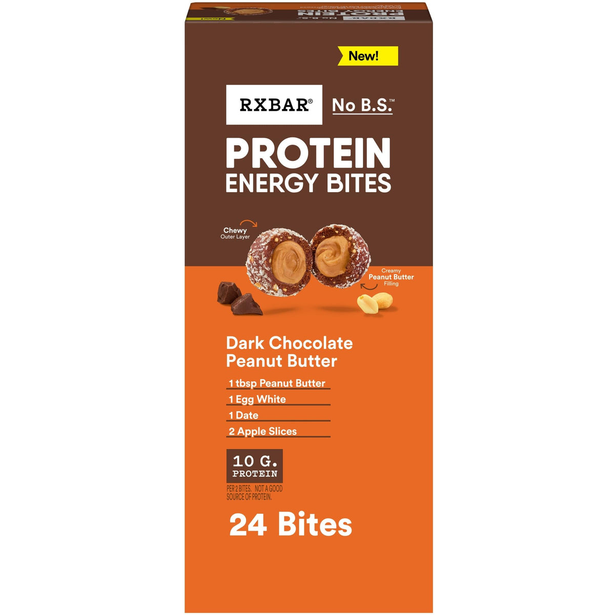 RXBAR Protein Energy Bites – Gluten Free Dark Chocolate Peanut Butter (21.1oz Box, 24 Bites)