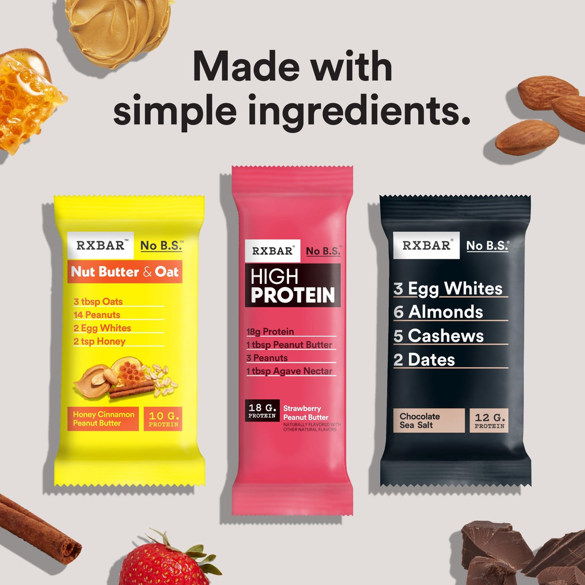 RXBAR High Protein Bars – Gluten Free, 18g Protein Per Bar, Variety Pack (10 Bars)