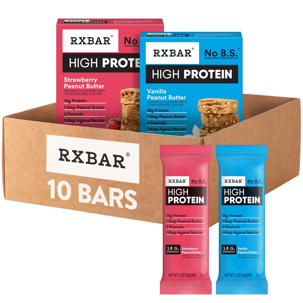 RXBAR High Protein Bars – Gluten Free, 18g Protein Per Bar, Variety Pack (10 Bars)
