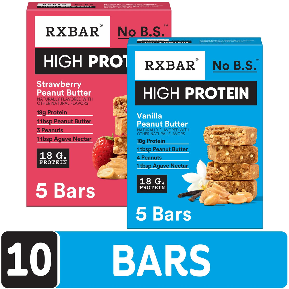 RXBAR High Protein Bars – Gluten Free, 18g Protein Per Bar, Variety Pack (10 Bars)