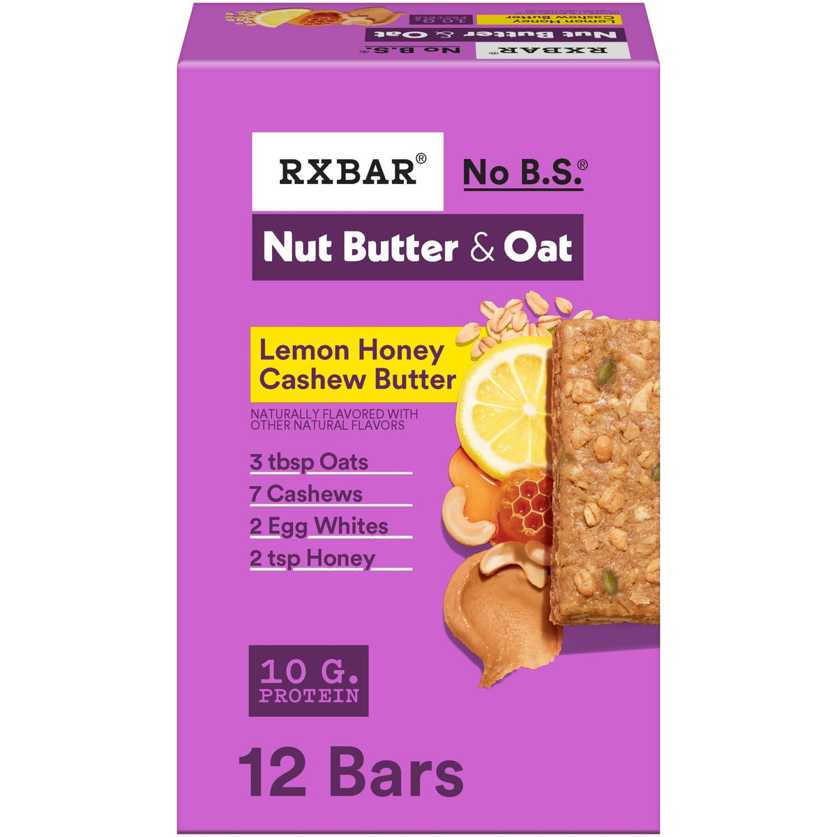 RXBAR Nut Butter & Oat Protein Bars – Lemon Honey Cashew Butter, 12 Bars