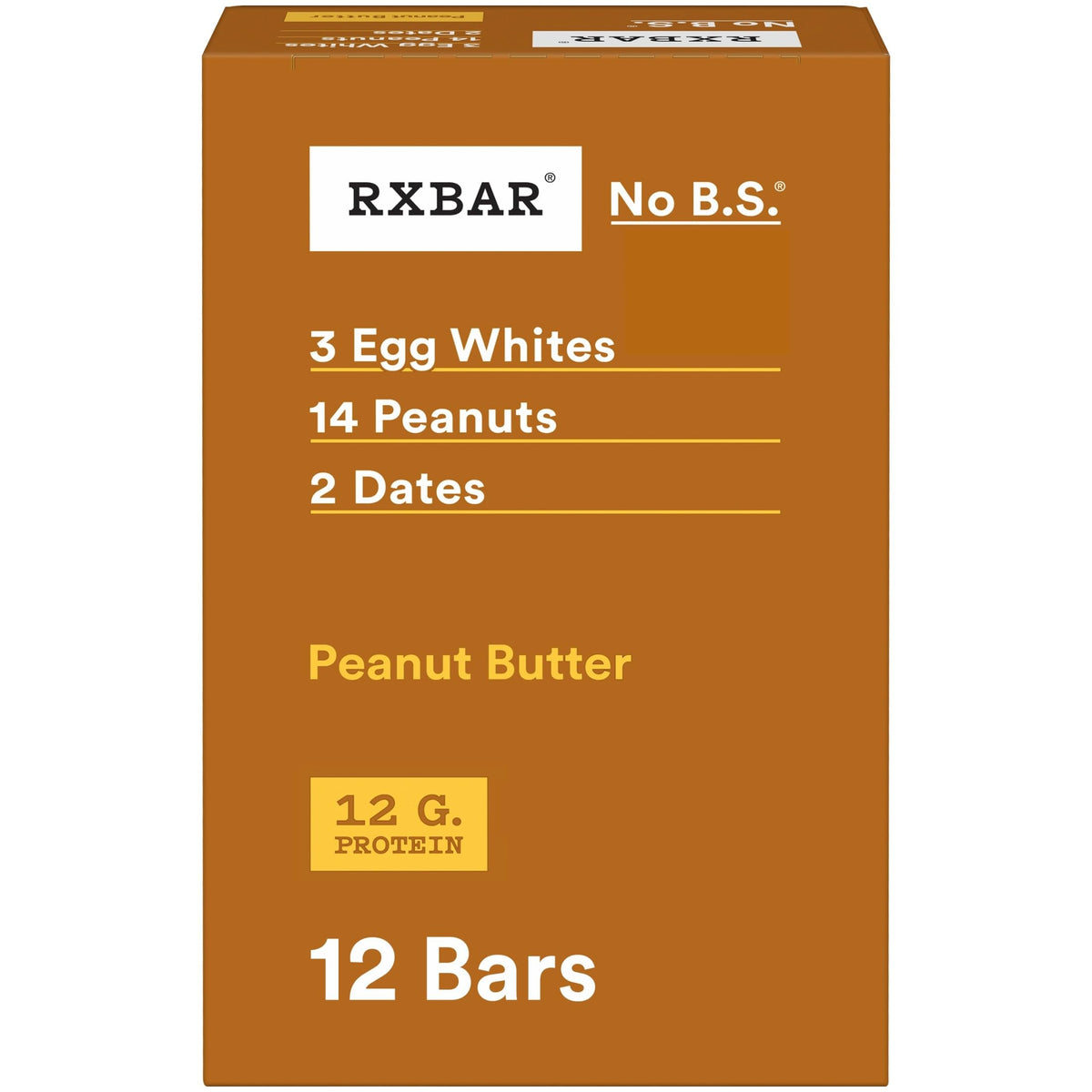 RXBAR Peanut Butter Protein Bars – 12g Protein, Gluten Free Snack, 12-Count Box (22oz)
