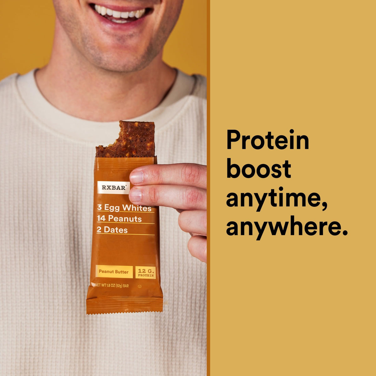 RXBAR Peanut Butter Protein Bars – 12g Protein, Gluten Free Snack, 12-Count Box (22oz)