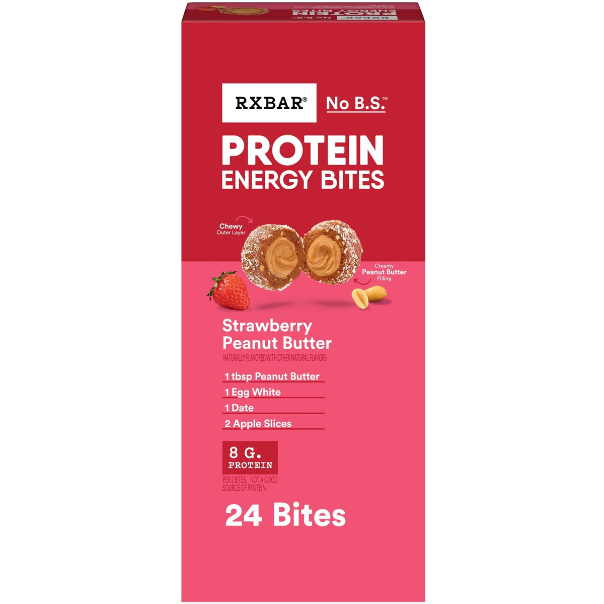RXBAR Protein Energy Bites Strawberry Peanut Butter – Gluten Free Snack, 21.1 oz Box (24 Bites)