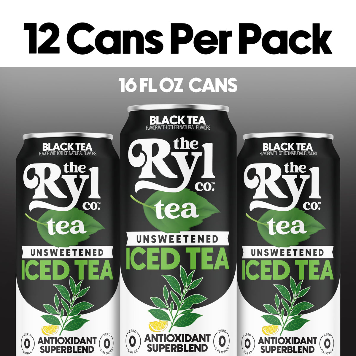 Ryl Iced Tea Unsweetened Black – Zero Sugar, Zero Calorie, 12-Pack | The Ryl Co
