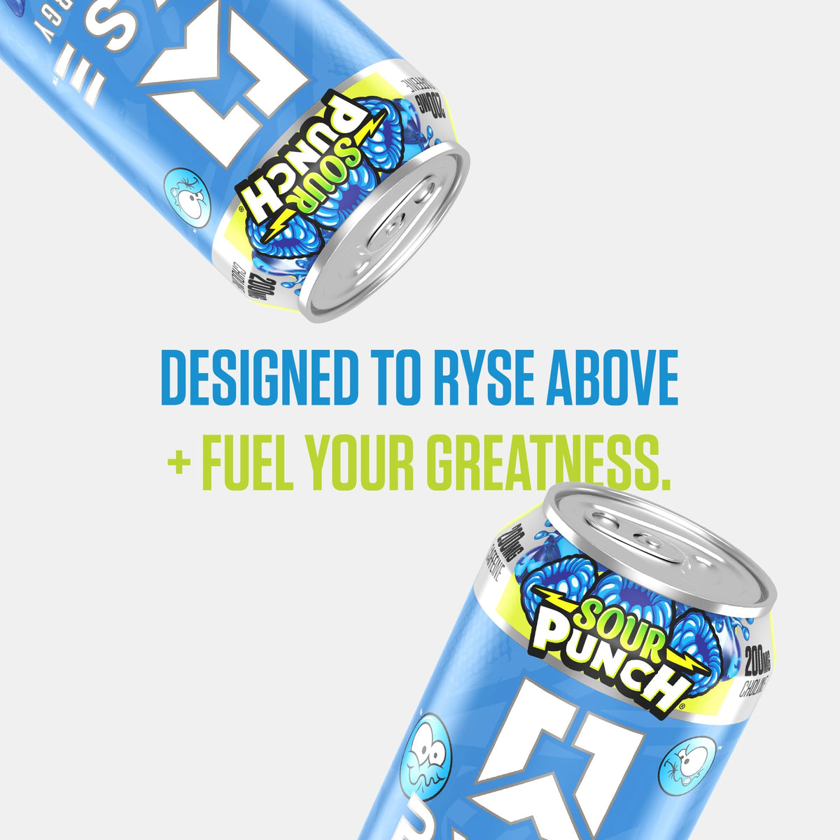 RYSE Fuel Energy Drink – Sour Punch Blue Raspberry – Sugar Free, Vegan, Gluten Free, 200mg Caffeine | 16 fl oz Cans (12-Pack)
