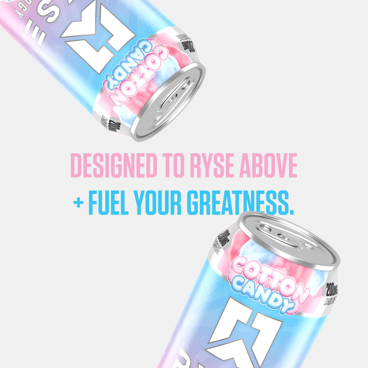 RYSE Fuel Energy Drink – Cotton Candy, Sugar Free, 200mg Caffeine, 16oz Cans (12-Pack)