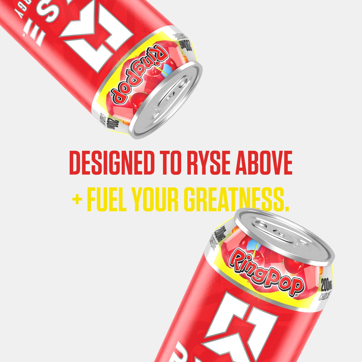 RYSE Fuel Ring Pop Cherry – Sugar Free, Vegan & Gluten Free Energy Drink | 200 mg Caffeine, 16 oz Can (12-Pack)