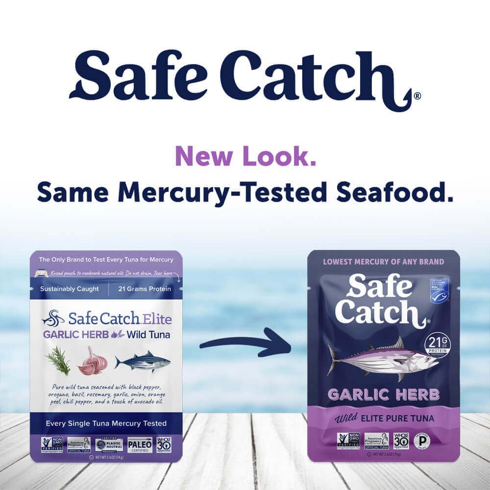 Safe Catch Elite Garlic Herb Wild-Caught Tuna Pouch – Lowest Mercury, Gluten-Free, Paleo, Non-GMO, 2.6oz, Pack of 12