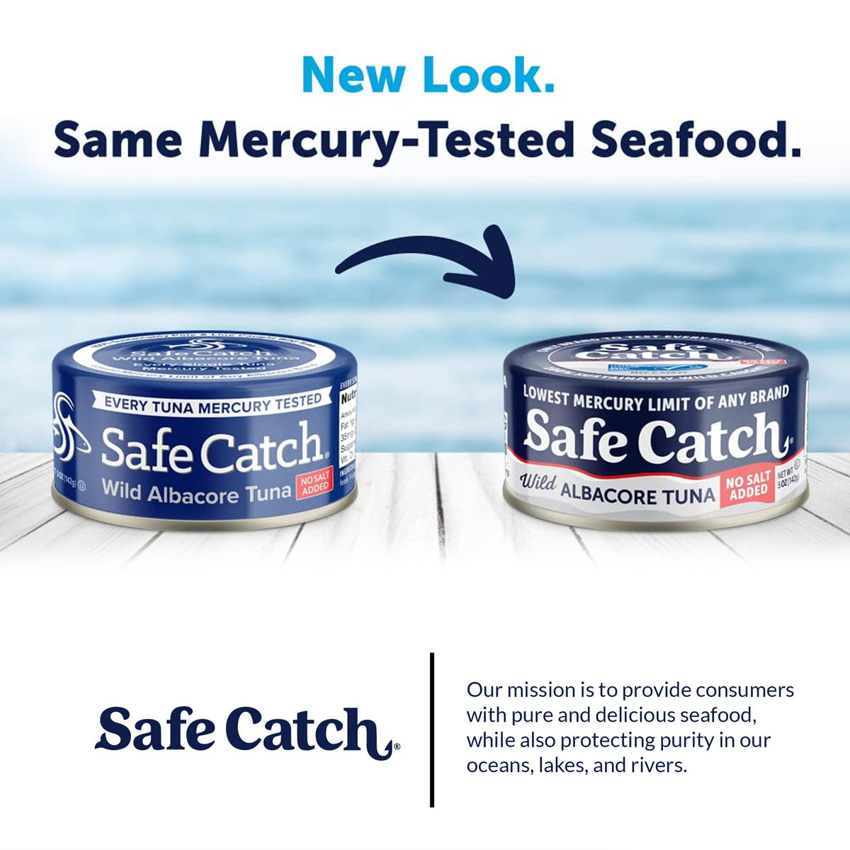 Safe Catch No Salt Added Albacore Tuna — Wild Caught, Low Mercury, Gluten-Free, Kosher, Keto, 5oz Can (6-Pack)