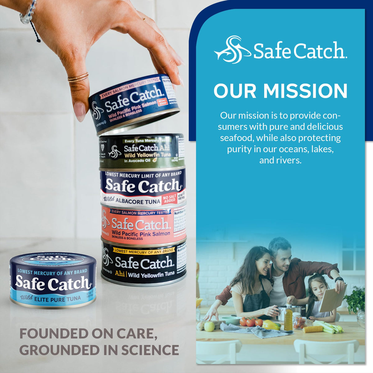 Safe Catch No Salt Added Albacore Tuna — Wild Caught, Low Mercury, Gluten-Free, Kosher, Keto, 5oz Can (6-Pack)