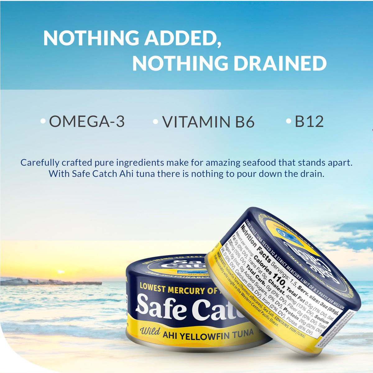 Safe Catch Wild Ahi Yellowfin Tuna – Low Mercury, Gluten-Free, Kosher, 6 Pack