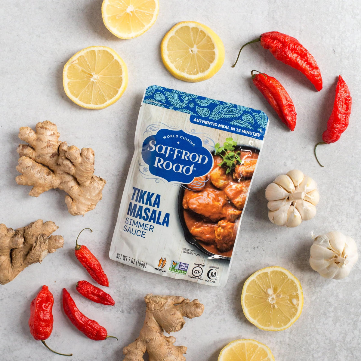 Saffron Road Simmer Sauce Variety Pack – Tikka Masala, Lemongrass Basil, Coconut Curry, Sweet & Sour | 7.0oz Pouches (Pack of 4)