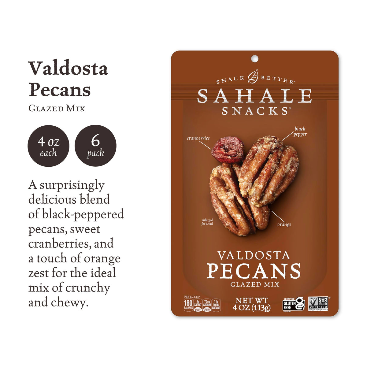 Sahale Snacks Valdosta Pecans Glazed Mix – 4 oz (Pack of 6)