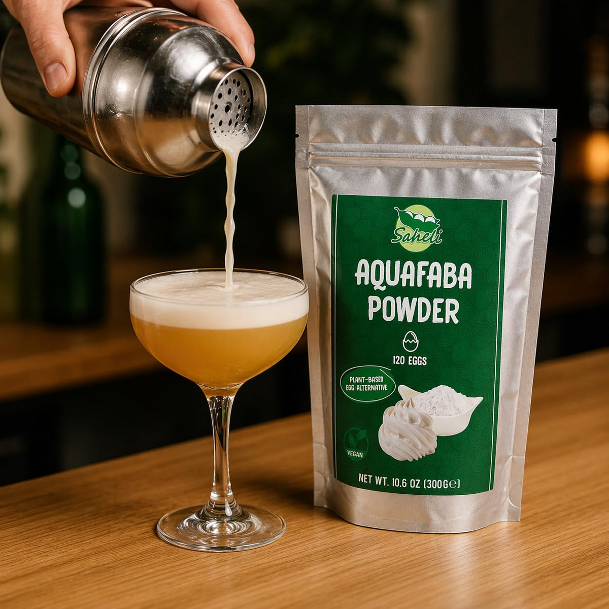 Saheli Aquafaba Powder (10.6oz) – Vegan Egg Replacer & Cocktail Foam | Replaces 120 Eggs