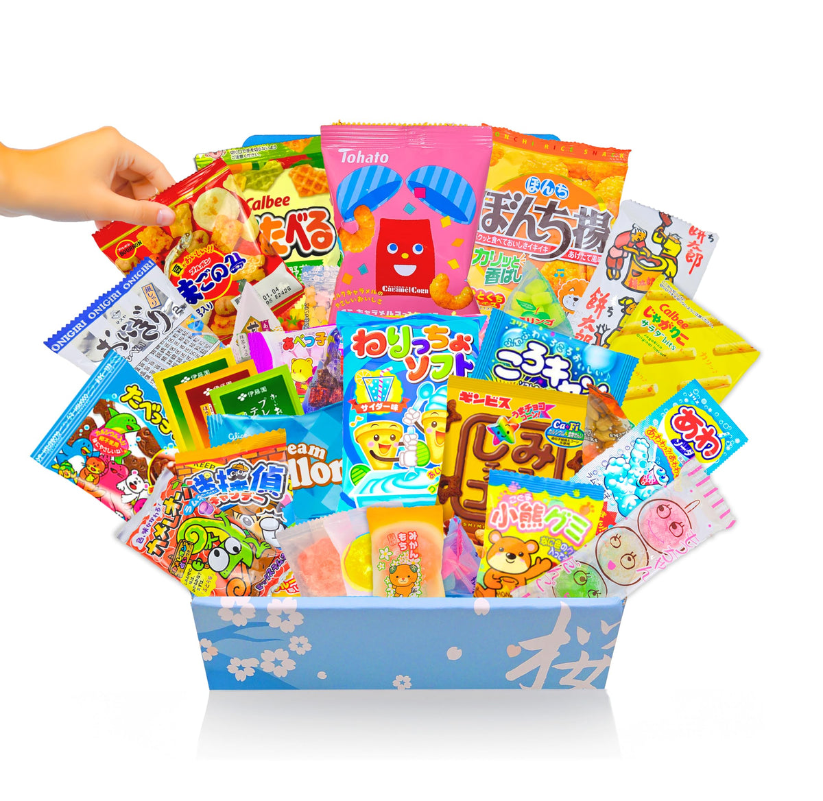 Sakura Box Okashi Share Pack — Premium Japanese Candy, Snacks & Green Tea Drink