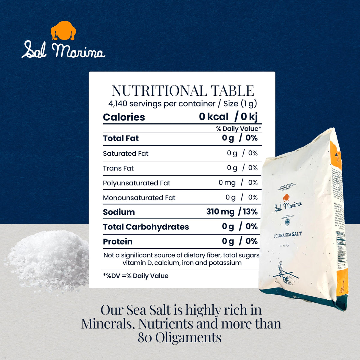SAL MARINA LA CENTRAL | Unrefined Colima Sea Salt 9lbs – Kosher, Vegan, Gluten Free