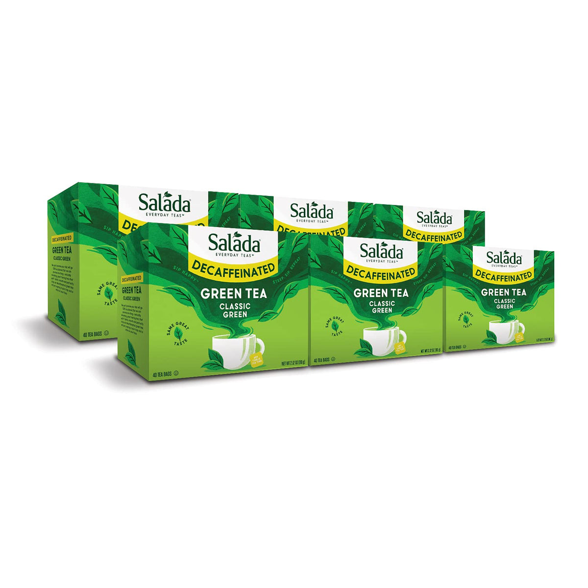 Salada Decaffeinated Green Tea, 40 Count (Pack of 6) – Naturally Decaffeinated, Calorie-Free