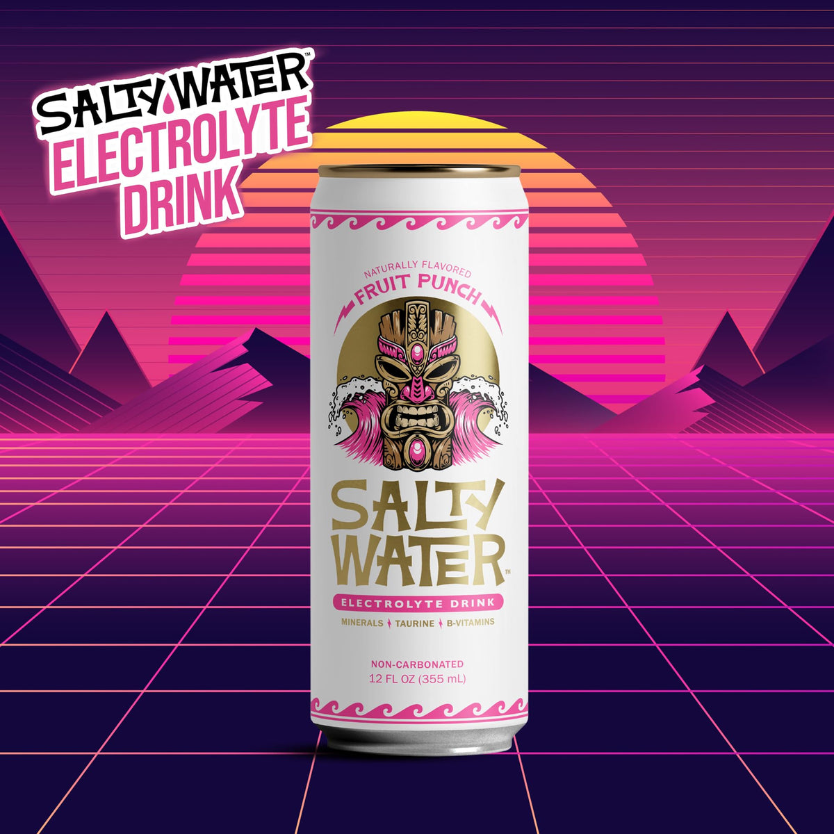 SaltyWater Electrolyte Drink – Fruit Punch (Zero Sugar, 10 Calories) – 12 Pack