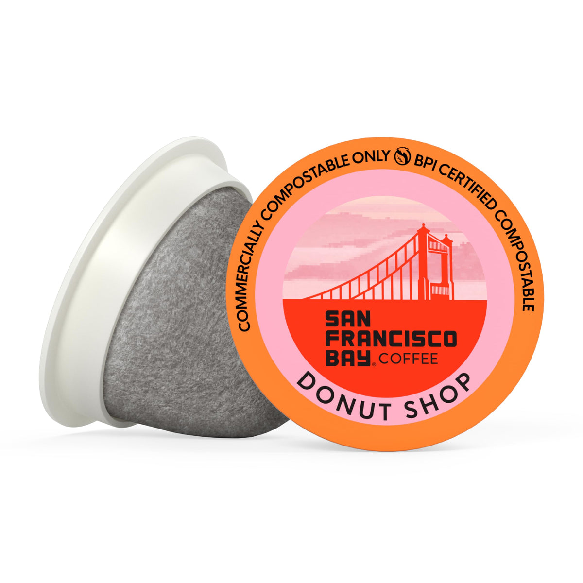 San Francisco Bay Donut Shop K-Cup Pods – 36 ct, Medium-Light Roast, Commercially Compostable