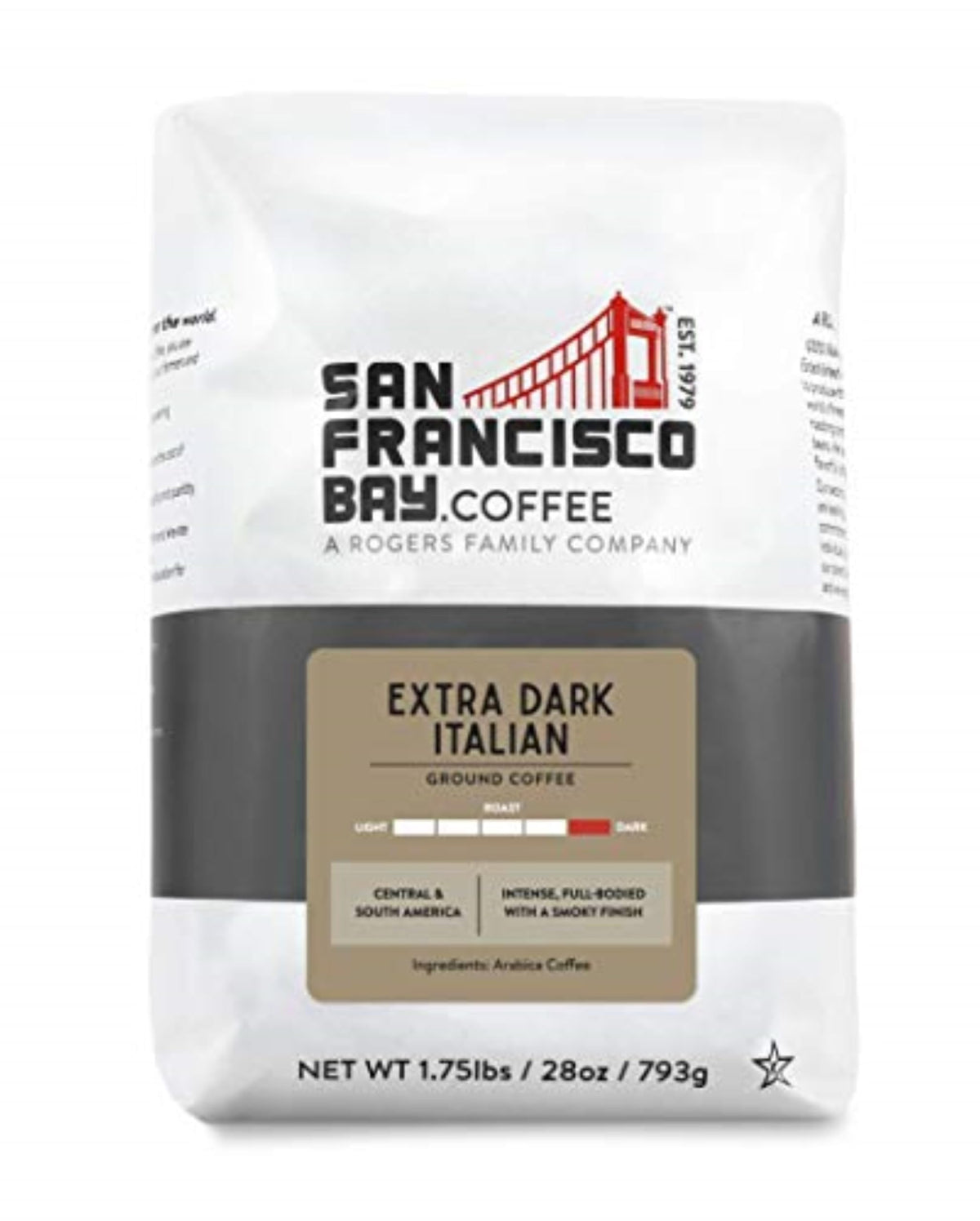 San Francisco Bay Coffee - Dark Roast Extra Dark Italian Ground Coffee (28 oz)