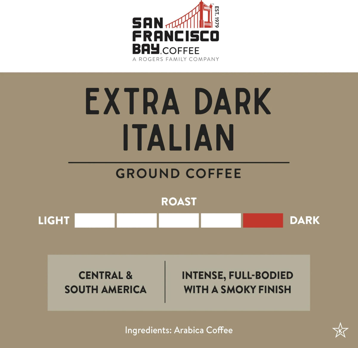San Francisco Bay Coffee - Dark Roast Extra Dark Italian Ground Coffee (28 oz)