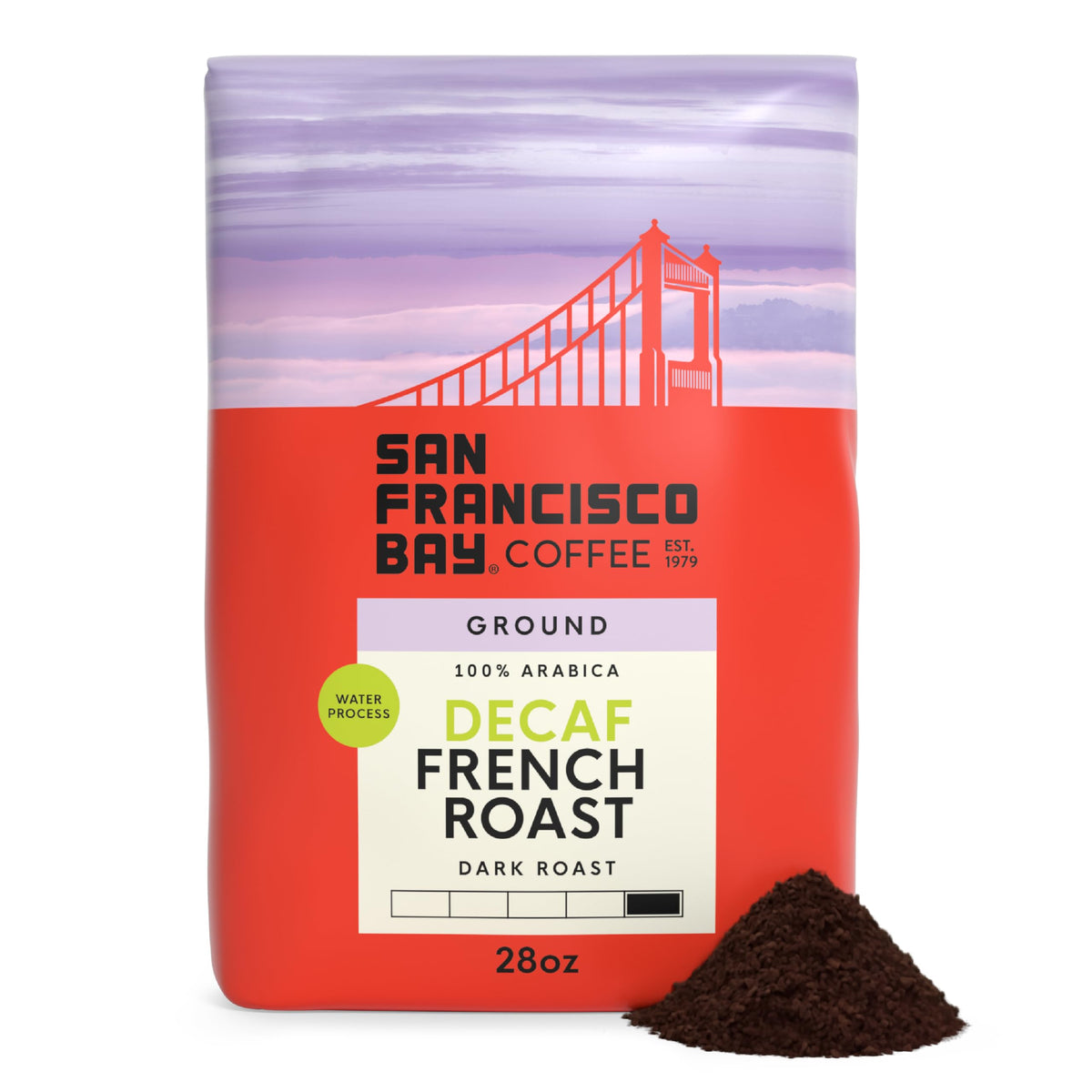 San Francisco Bay Decaf French Roast Ground Coffee – 28 oz Bag | Swiss Water Process