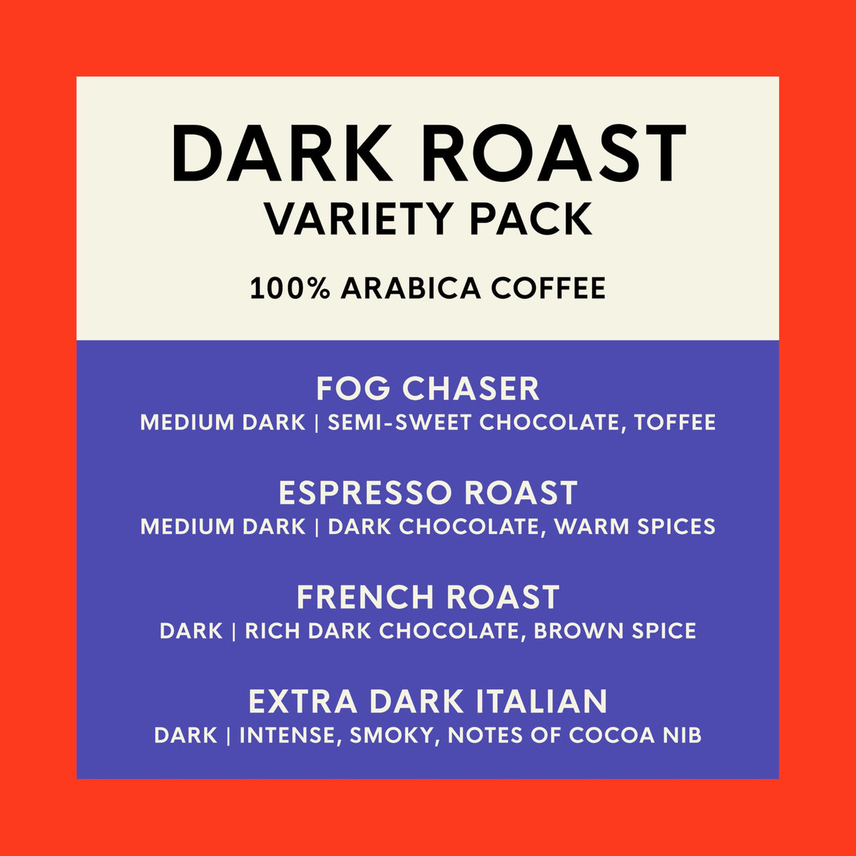 San Francisco Bay Dark Roast K-Cup Pods Variety Pack – 40 ct (Fog Chaser, Espresso Roast, French Roast, Extra Dark Italian) | Compostable