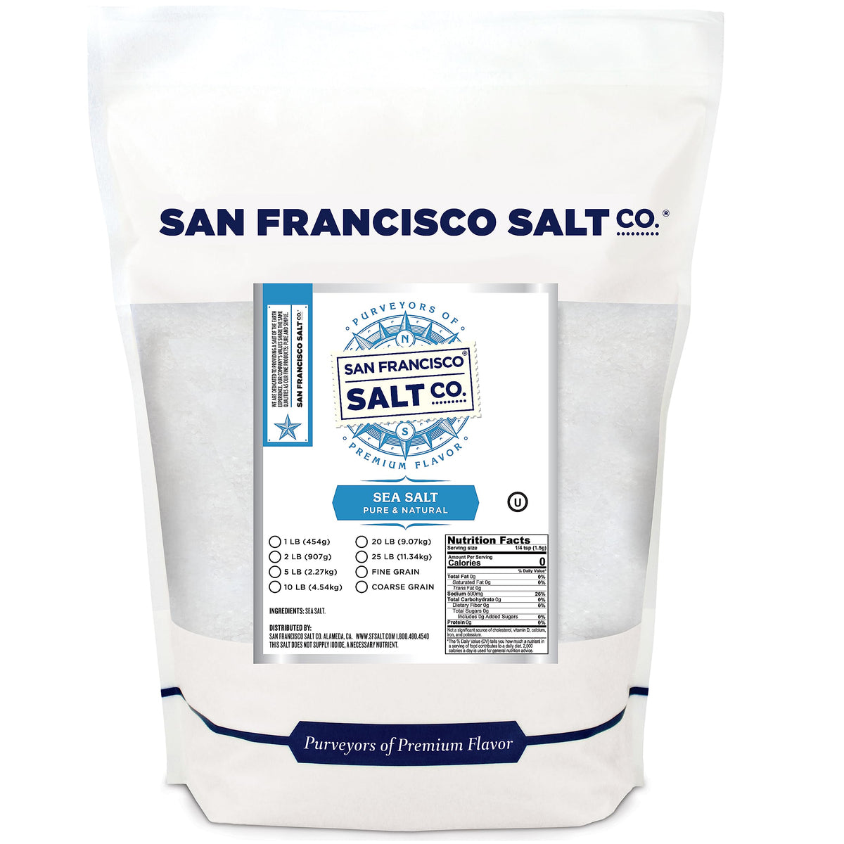 Gourmet Sea Salt – 5 lbs Bulk (Fine & Medium/Coarse) | San Francisco Salt Company