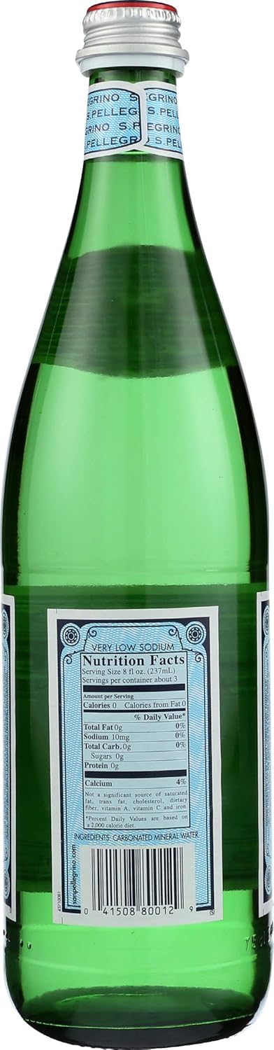 San Pellegrino Sparkling Natural Mineral Water – 750 mL Glass Bottles (6 Pack) – Premium Italian Mineral Water