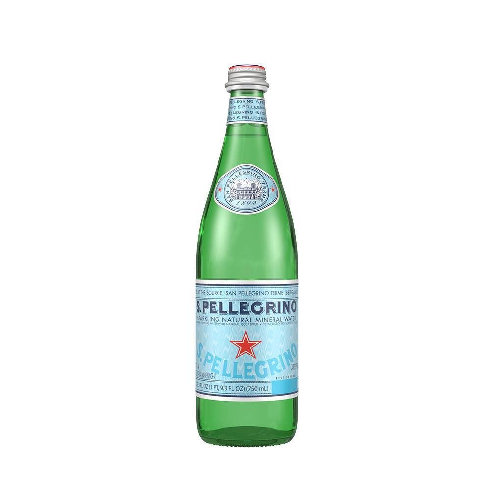 San Pellegrino Sparkling Natural Mineral Water – 750 mL Glass Bottles (6 Pack) – Premium Italian Mineral Water
