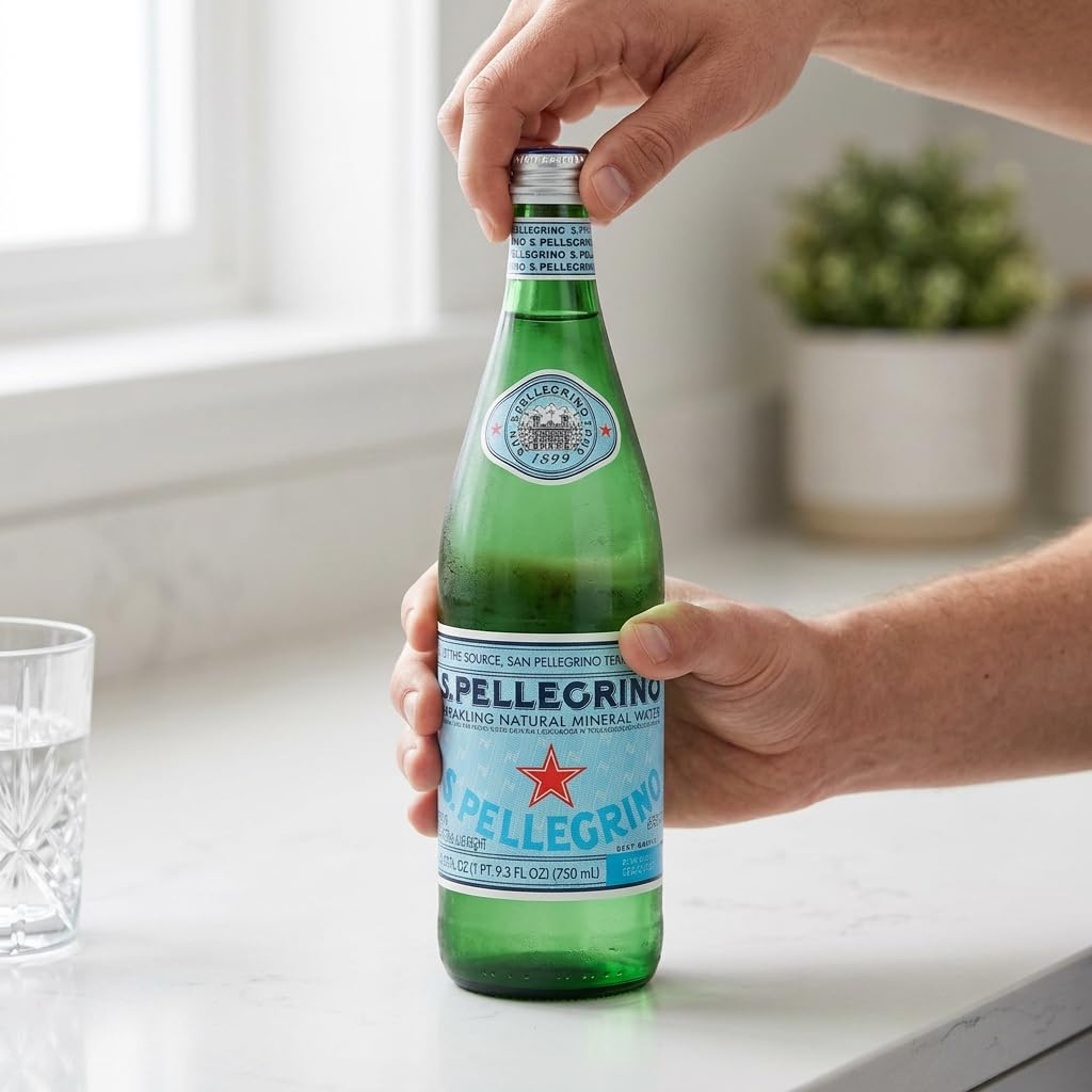 San Pellegrino Sparkling Natural Mineral Water – 750 mL Glass Bottles (6 Pack) – Premium Italian Mineral Water