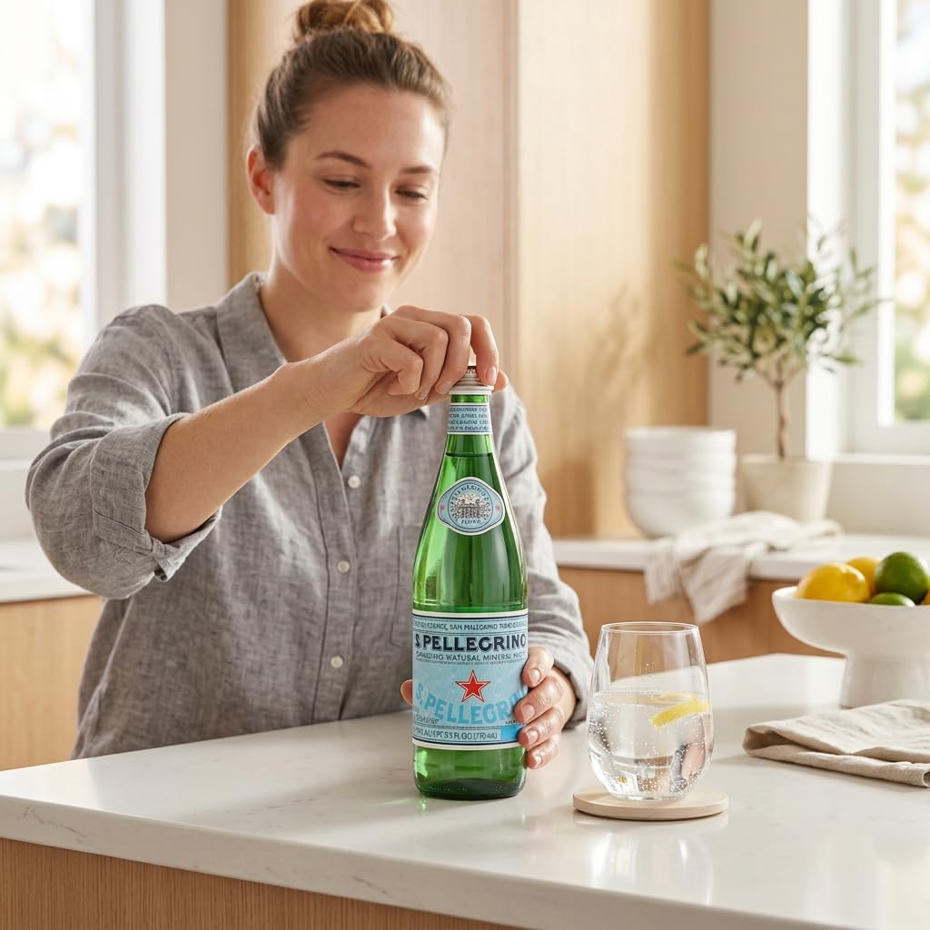 San Pellegrino Sparkling Natural Mineral Water – 750 mL Glass Bottles (6 Pack) – Premium Italian Mineral Water