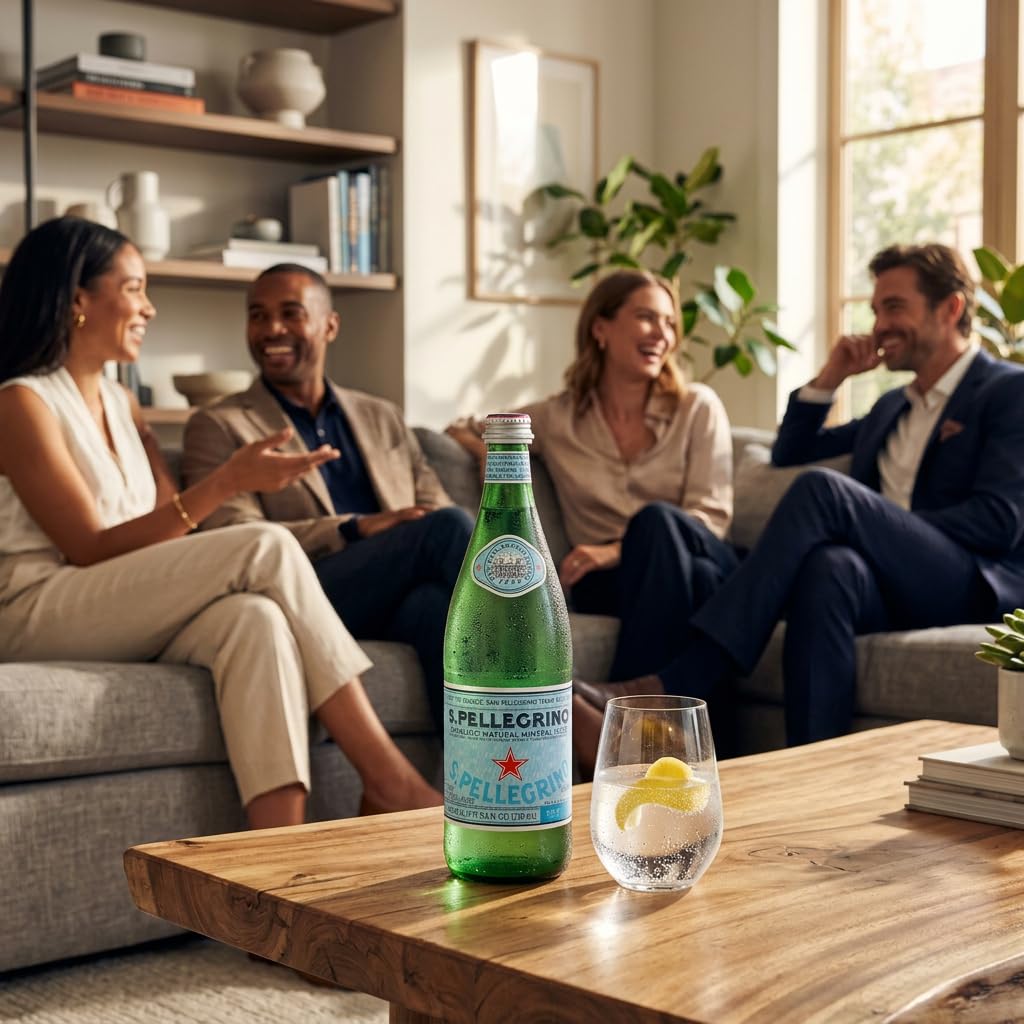 San Pellegrino Sparkling Natural Mineral Water – 750 mL Glass Bottles (6 Pack) – Premium Italian Mineral Water