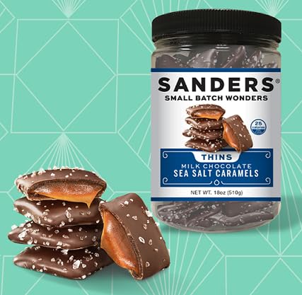 Sanders Milk Chocolate Sea Salt Caramel Thins Tub 18 oz 2-Pack (2 x 18 oz)